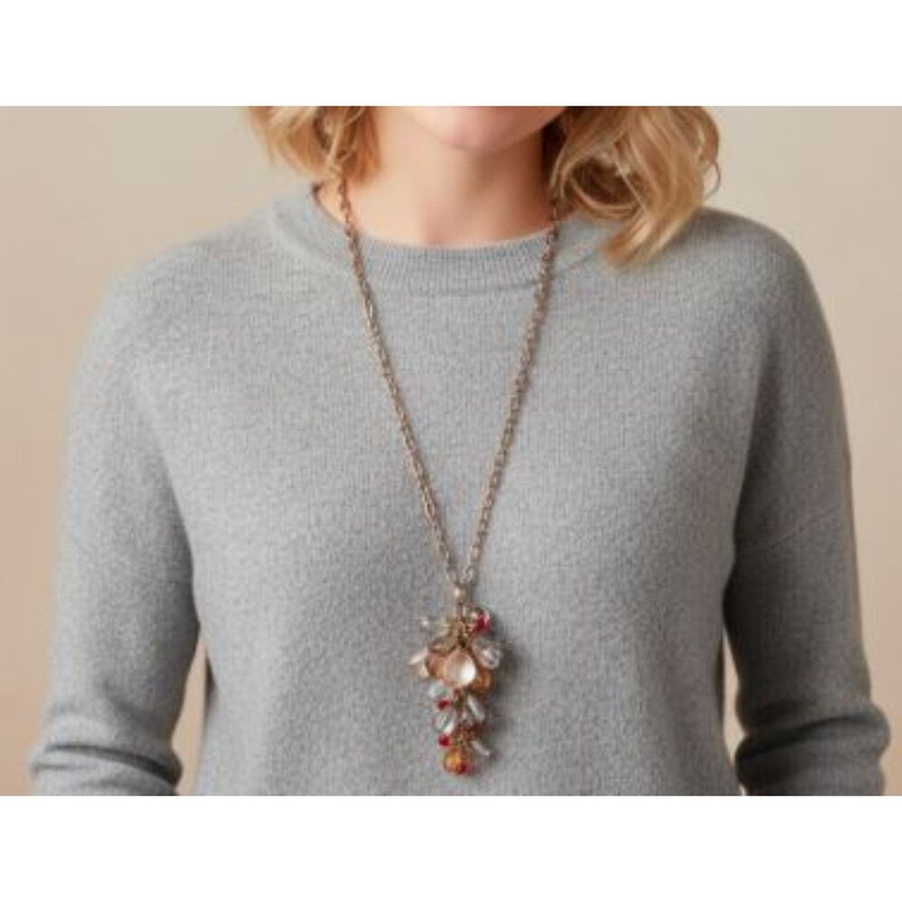 Ann Taylor LOFT Women's leaf Lariat Lucite Pendant Harvest  Necklace NWT 34.50